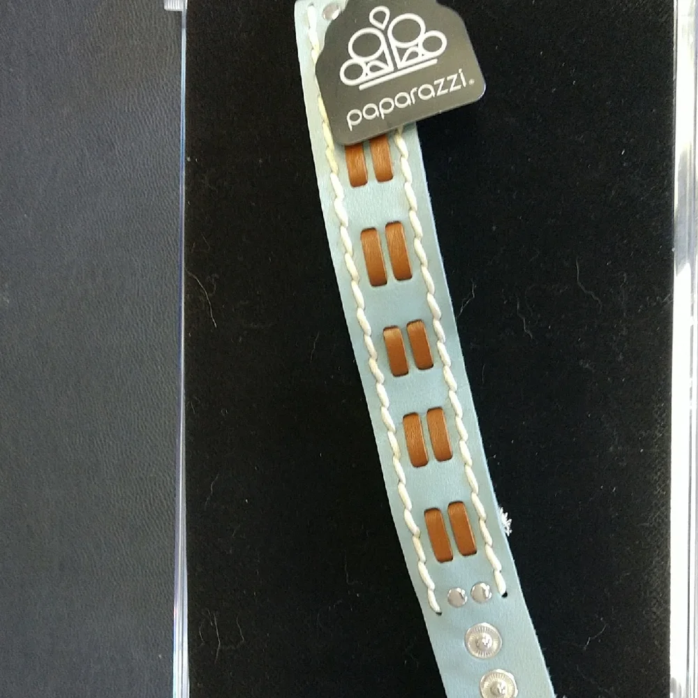 Paparazzi Blue and Brown Arm Band with Geometric Design